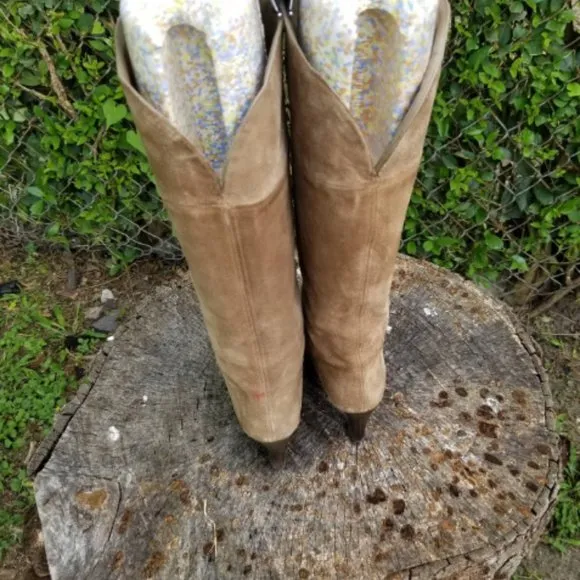 Sz 7.5 Vintage Golo/ Grey Suede Leather Tall Boots