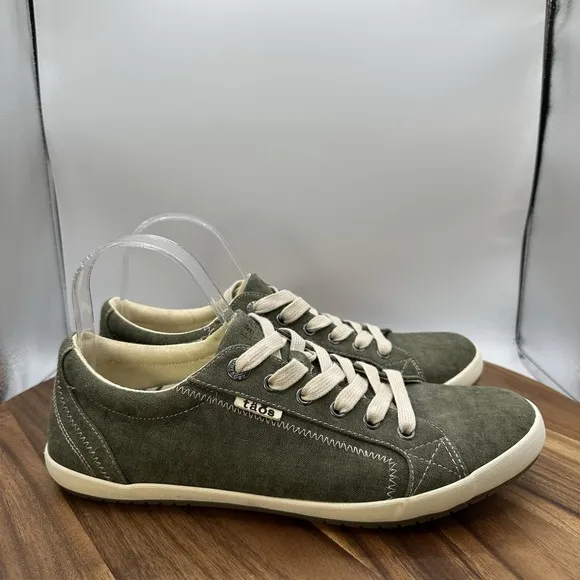 Taos Star Canvas Sneaker Shoes Low Top Lace Up Comfort Casual Green Women's 11