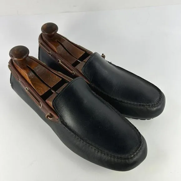 TB Phelps Mens Black Leather Penny Loafer US 10.5 Slip On Driving Moccasin Shoes