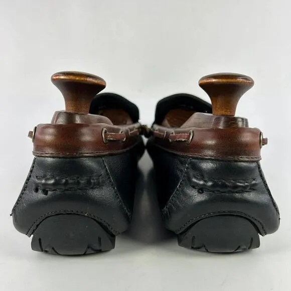 TB Phelps Mens Black Leather Penny Loafer US 10.5 Slip On Driving Moccasin Shoes