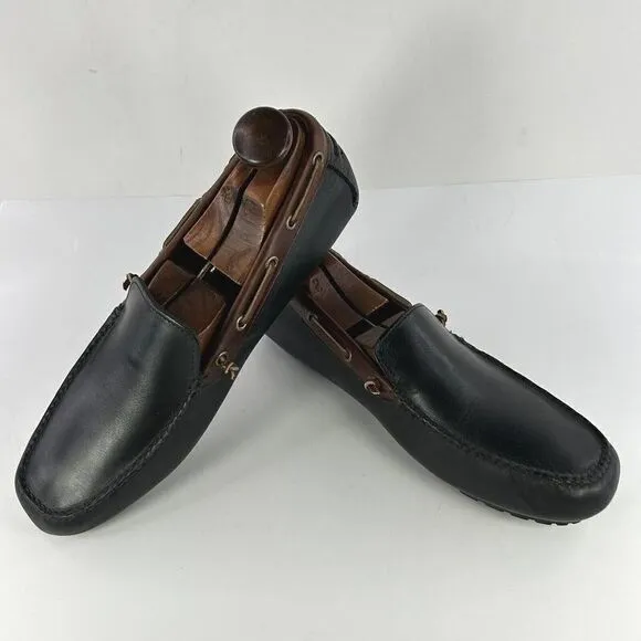 TB Phelps Mens Black Leather Penny Loafer US 10.5 Slip On Driving Moccasin Shoes