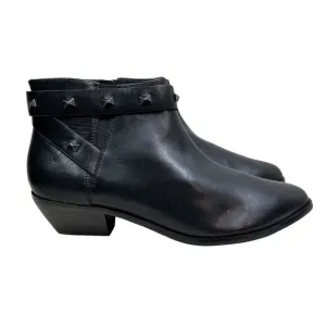 Ted Baker Homada Bootie‎ Black Leather Studded Metal Bows Side Zip Women Size 8