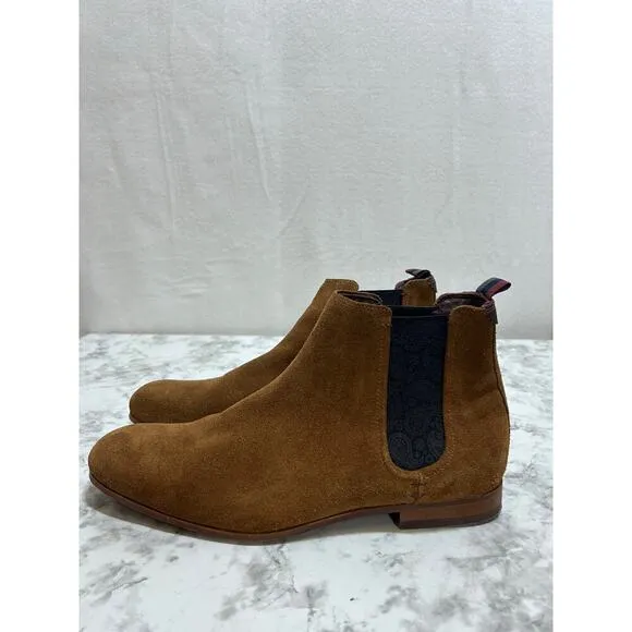 Ted Baker London Men's Saldor Brown Suede Chelsea Ankle Boots 10 Pull On Preppy
