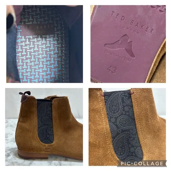 Ted Baker London Men's Saldor Brown Suede Chelsea Ankle Boots 10 Pull On Preppy