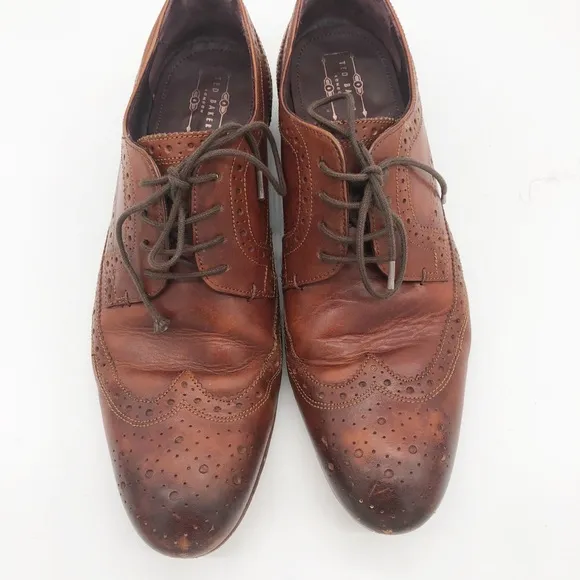 TED BAKER Men’s Gryene Lace-Up Oxford Shoes in Brown Leather