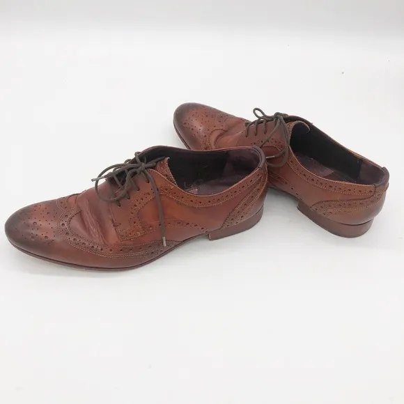 TED BAKER Men’s Gryene Lace-Up Oxford Shoes in Brown Leather