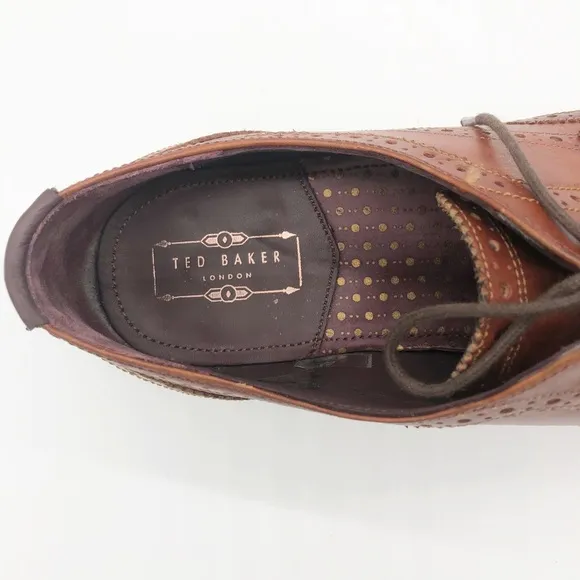 TED BAKER Men’s Gryene Lace-Up Oxford Shoes in Brown Leather