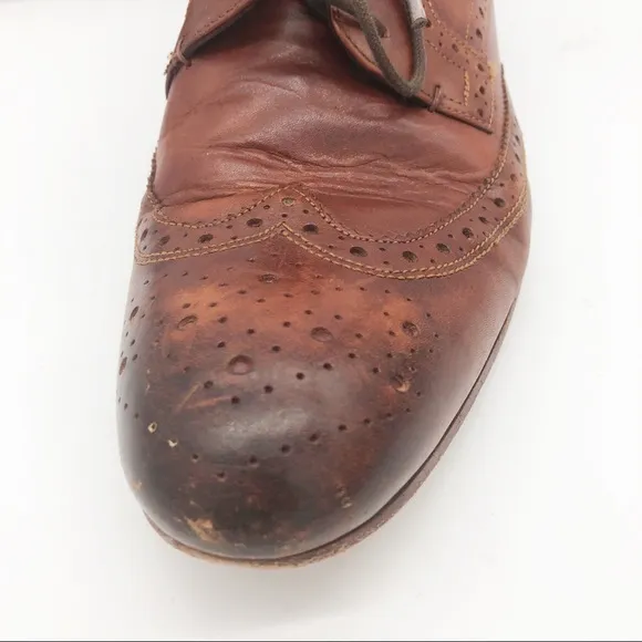 TED BAKER Men’s Gryene Lace-Up Oxford Shoes in Brown Leather