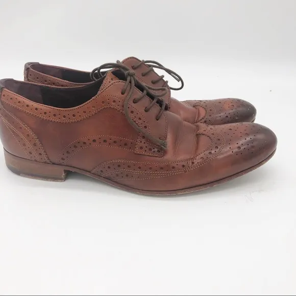 TED BAKER Men’s Gryene Lace-Up Oxford Shoes in Brown Leather