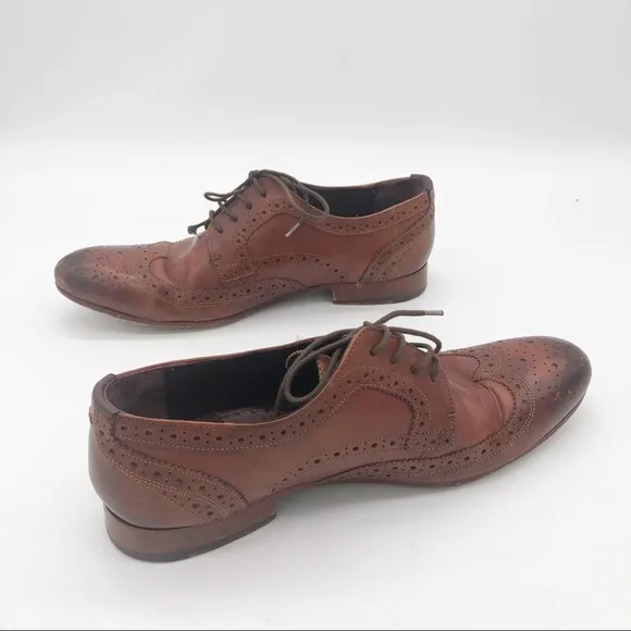 TED BAKER Men’s Gryene Lace-Up Oxford Shoes in Brown Leather