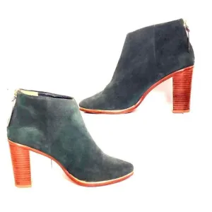 Ted Baker Women's Dark Green Suede Lorca Block Heeled Ankle Boots Size EU 40.5