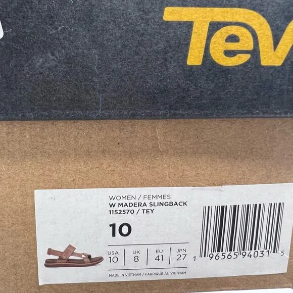 Teva Madera Slingback Leather Sandals 1152570 Brown Women's 10 NWB Tried on