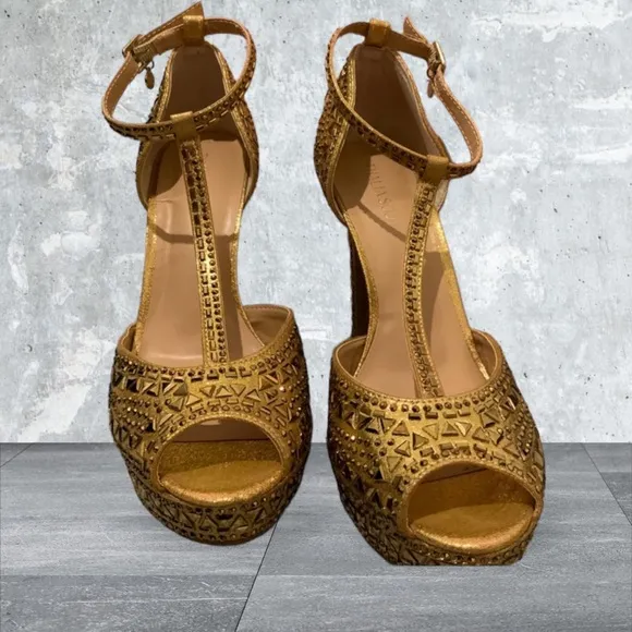 Thalia Sodi Bronze/Gold Platform Sandals size 9
