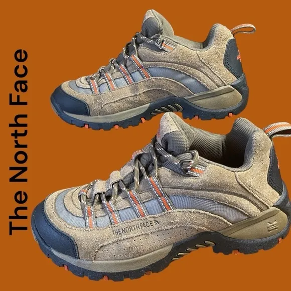 The North Face-men’s 9 “X2” hiking boot. Khaki/army green/orange. Good preowned