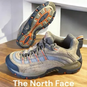 The North Face-men’s 9 “X2” hiking boot. Khaki/army green/orange. Good preowned