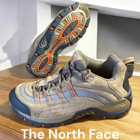 The North Face-men’s 9 “X2” hiking boot. Khaki/army green/orange. Good preowned