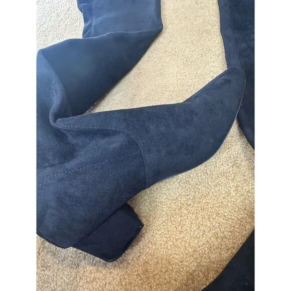 Thigh High Black Suede Boots Made in Italy Size 43 US 10