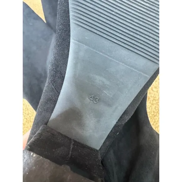 Thigh High Black Suede Boots Made in Italy Size 43 US 10