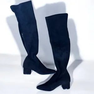 Thigh High Black Suede Boots Made in Italy Size 43 US 10