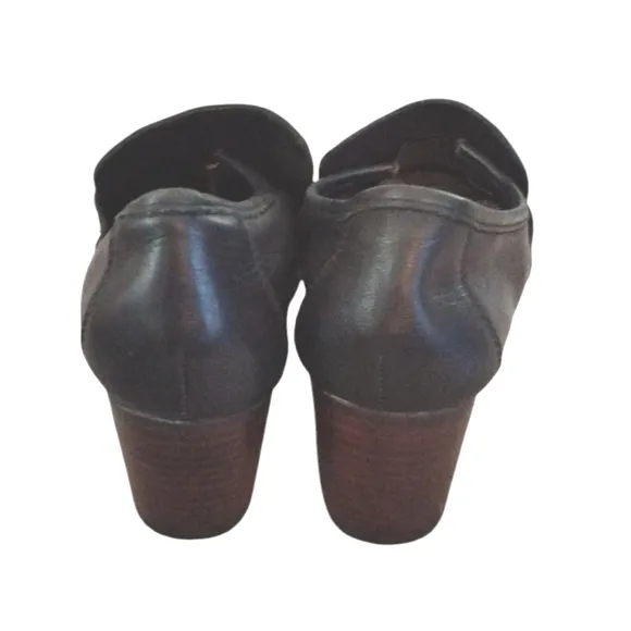 Timberland Black Leather Heeled Loafers Block Heel Shoes Size 7