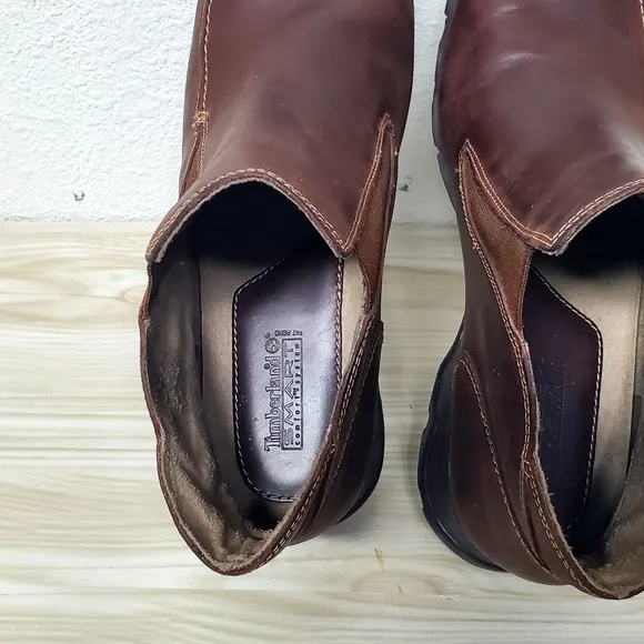 Timberland Boots Brown Leather Black Thick Rubber Sole Size 10M