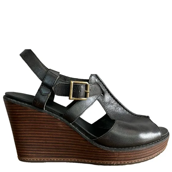 Timberland Earthkeepers Black Leather Gladiator Style Wedge Sandals