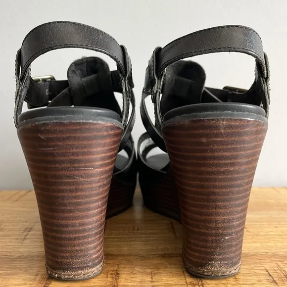 Timberland Earthkeepers Black Leather Gladiator Style Wedge Sandals