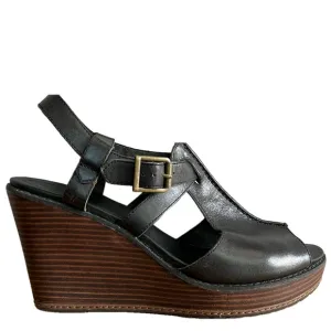 Timberland Earthkeepers Black Leather Gladiator Style Wedge Sandals