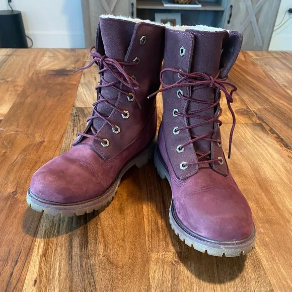 Timberland Jayne Fold Down Boots in Burgundy