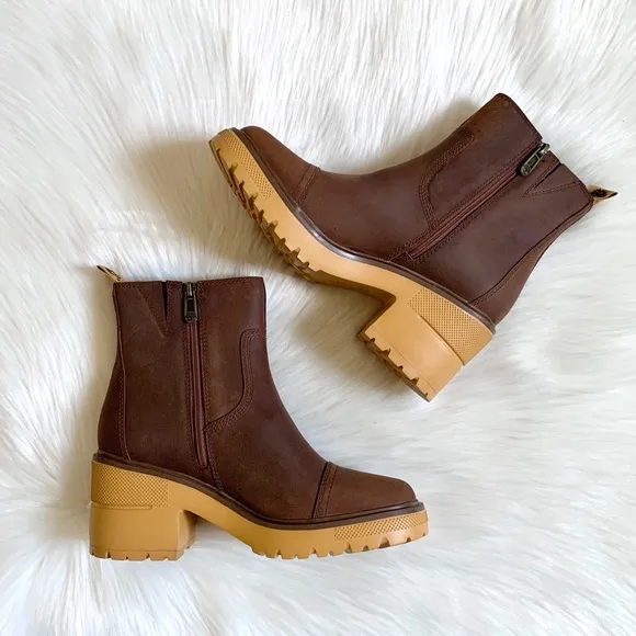 Timberland Silver Blossom Side Zip Brown Leather Ankle Boots
