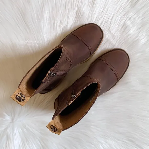 Timberland Silver Blossom Side Zip Brown Leather Ankle Boots