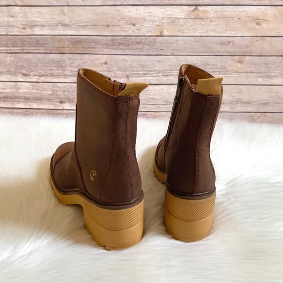 Timberland Silver Blossom Side Zip Brown Leather Ankle Boots