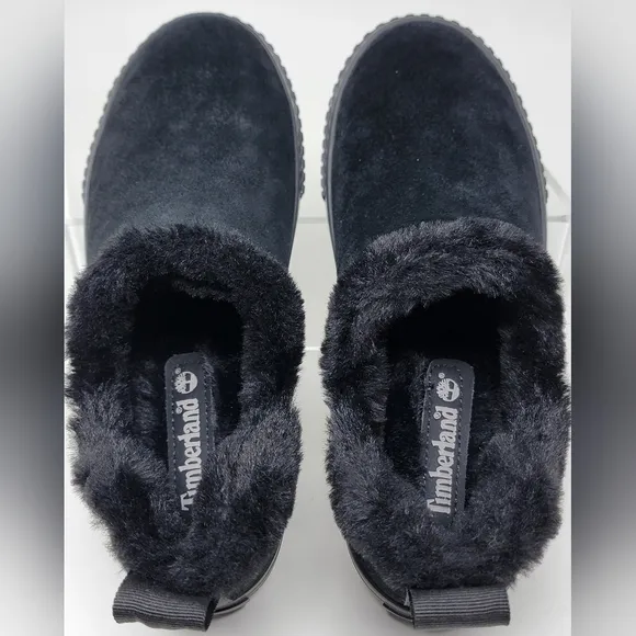 Timberland Skyla Bay Slip-on Shoes Black Suede Faux Fur Women’s Size 5.5 New
