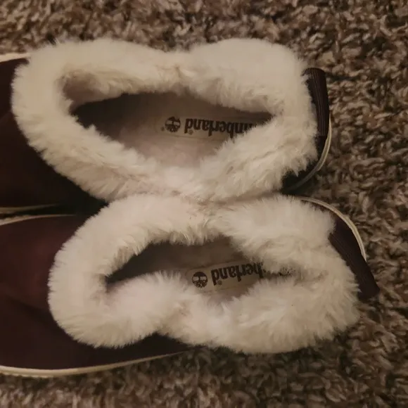 Timberland Skyla Bay Warm Lined Slip-on Shoes Womens 6.5 Burgundy Suede White