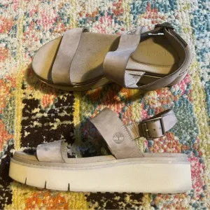 Timberland Women's Safari Dawn 2-Band Sandals in Taupe Gray size 7.5