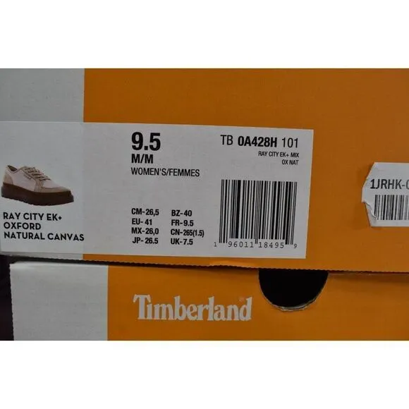 Timberland Womens Size 9.5 Ray City EK  Natural Canvas Platform Oxford Shoes