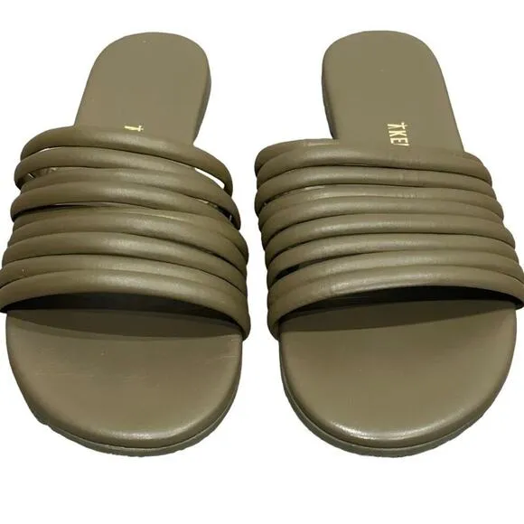 TKEES Caro Slide Sandals in Olive Size 9 NEW
