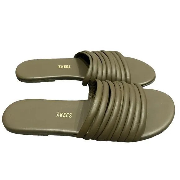 TKEES Caro Slide Sandals in Olive Size 9 NEW