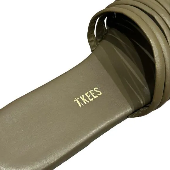 TKEES Caro Slide Sandals in Olive Size 9 NEW