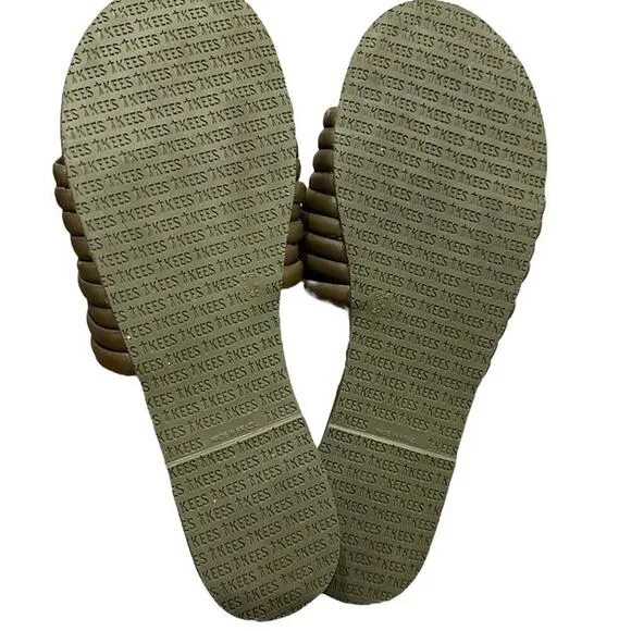 TKEES Caro Slide Sandals in Olive Size 9 NEW