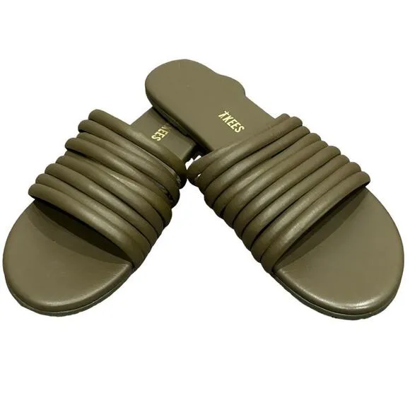 TKEES Caro Slide Sandals in Olive Size 9 NEW