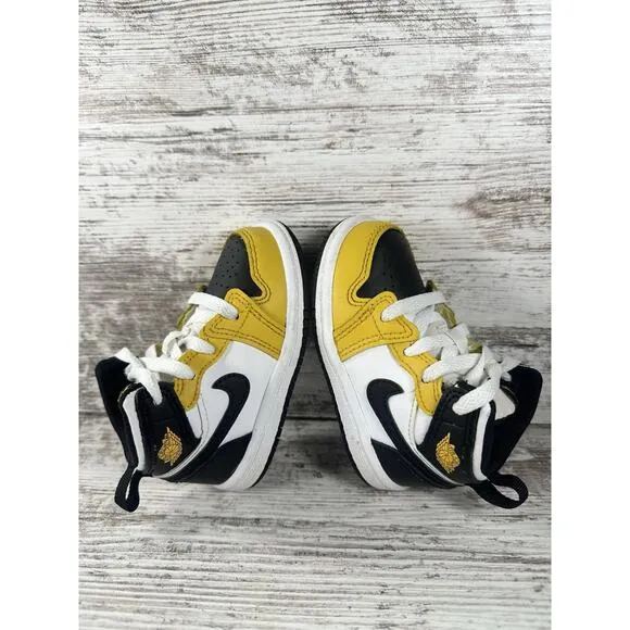 Toddler Nike Air Jordan 1 Mid Yellow Ochre/Black Sneakers Sz 5C Athletic