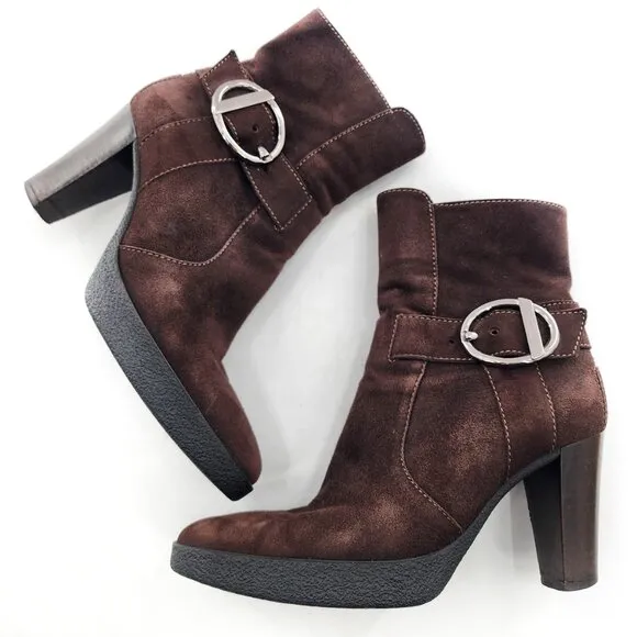TOD'S Brown Suede Ankle Booties