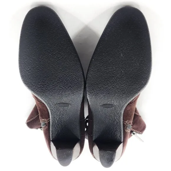 TOD'S Brown Suede Ankle Booties