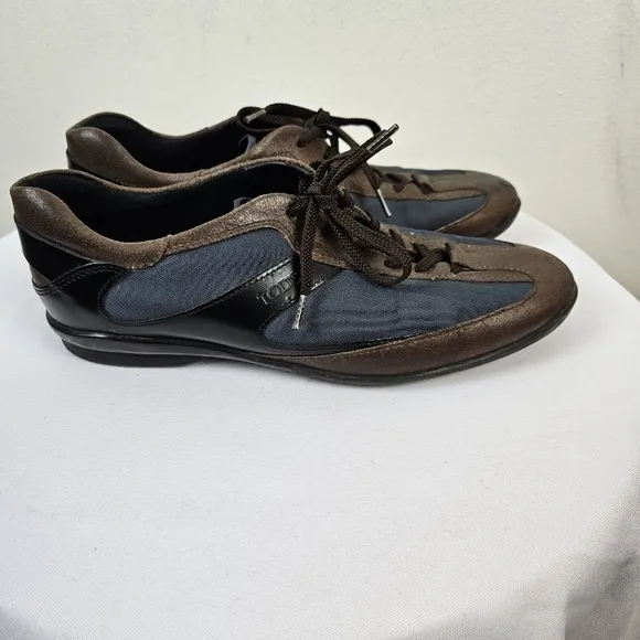 TOD'S Driving Shoes Men's 8.5 US Lace Up Sneakers Multicolor Suede Made In Italy