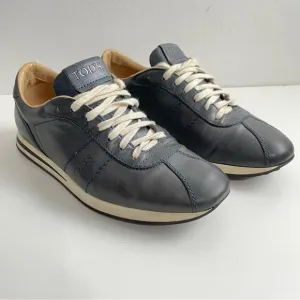 Tod's Men's Leather Sneakers Lace Up Shoes Gunmetal Grey Size US 7.5 UK 6