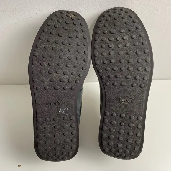 Tod's Men's Leather Sneakers Lace Up Shoes Gunmetal Grey Size US 7.5 UK 6