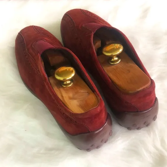 Tods Suede Burgundy Shoes Sz 11