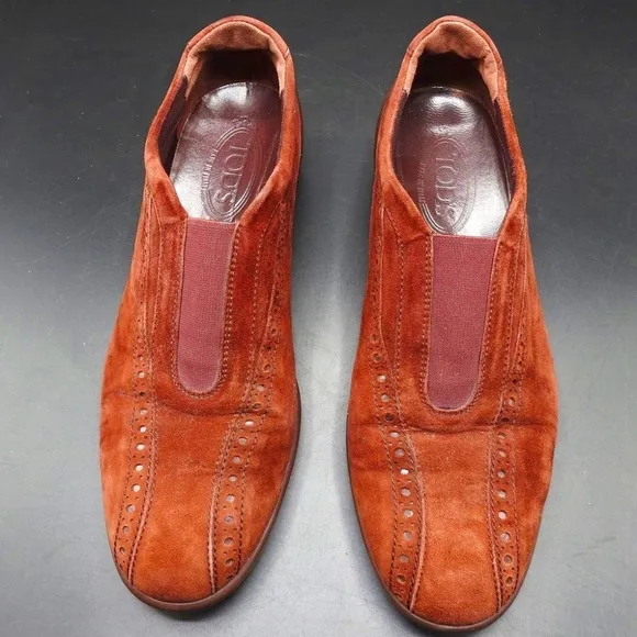 Tods Suede Burgundy Shoes Sz 11