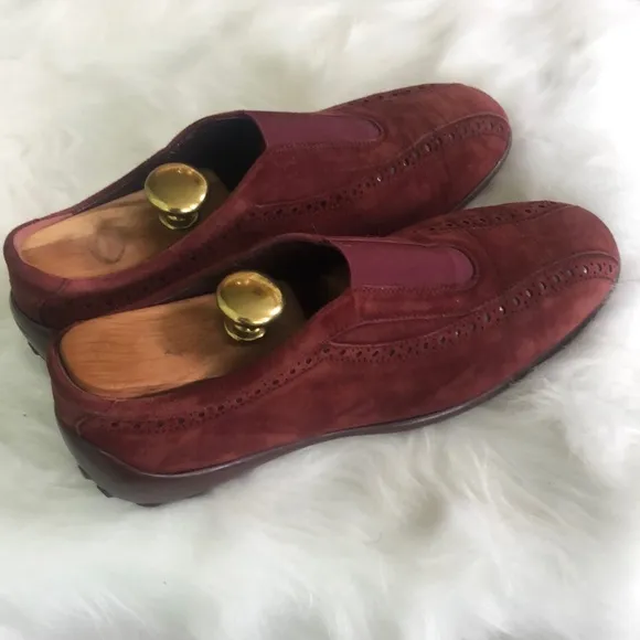 Tods Suede Burgundy Shoes Sz 11